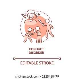 Conduct disorder terracotta concept icon. Ignoring social norms abstract idea thin line illustration. Antisocial behavior. Isolated outline drawing. Editable stroke. Arial, Myriad Pro-Bold fonts used