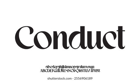 Conduct, Elegant Font Uppercase Lowercase and Number. Classic Lettering Minimal Fashion Designs. Typography modern serif fonts regular decorative vintage concept. vector illustration
