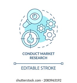 Conduct Market Research Concept Icon. Gathering Data Of Clients Needs. Small Business Development Strategy Abstract Idea Thin Line Illustration. Vector Isolated Outline Color Drawing. Editable Stroke