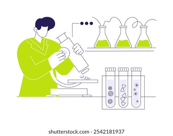 Realizar pesquisas em laboratório marinho conceito abstrato vetor ilustração. Grupo de cientistas marinhos fazem experimentos em laboratório, exame de amostras do mar, metáfora abstrata de pesquisa de plâncton.