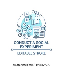 Icono de concepto de experimentos sociales. Método de contenido viral abstracto idea de la ilustración de línea delgada. Compartir resultados en las redes sociales. Dibujo de color de contorno aislado del vector. Trazo editable