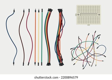 Conducting wires with breadboard top view	 svg