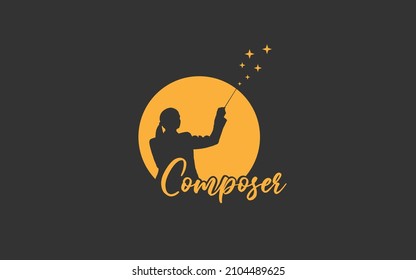 Conductor with a conductors baton woman vector image
