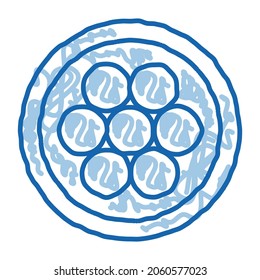 conductor, filler and jacket insulation sketch icon vector. Hand drawn blue doodle line art conductor, filler and jacket insulation sign. isolated symbol illustration