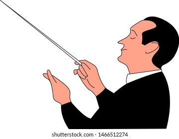 Conductor, illustration, vector on white background.