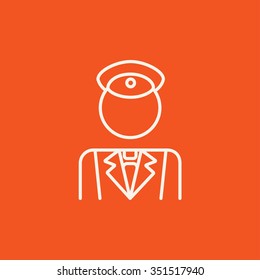 Conductor line icon for web, mobile and infographics. Vector white icon isolated on red background.