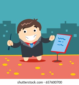 a conductor in a metropolis. vector cartoon illustration