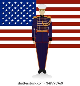 The conductor of a military band USA. The illustration on a white background.