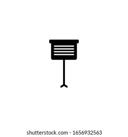 Conductor music stand icon. Orchestra melody note symbol. Logo design element