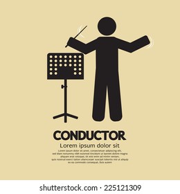 Conductor With Music Stand Symbol Vector Illustration