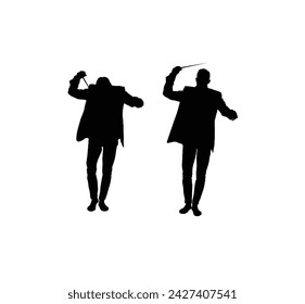 Conductor Silhouette Isolated on White. Music and entertainment industry concept vector art