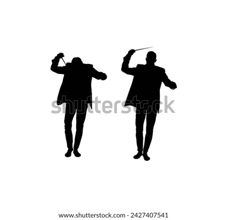 Conductor Silhouette Isolated on White. Music and entertainment industry concept vector art