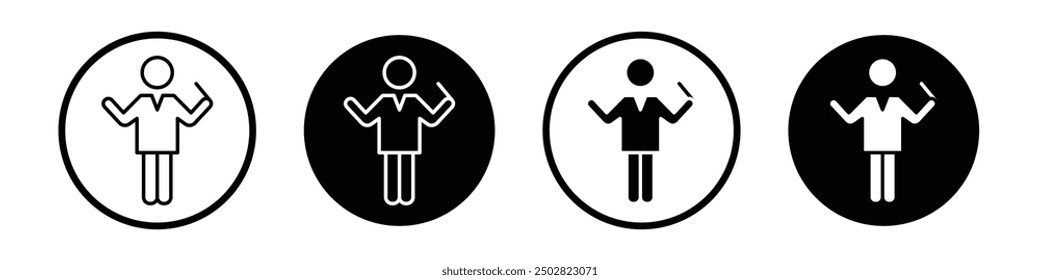 Conductor vector icon set black filled and outlined style.