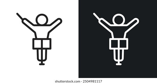 Conductor vector icon set black and white filled and outlined style.