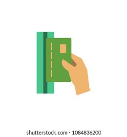 conducts a card through the terminal colored icon. Element of bankings for mobile concept and web apps. Detailed conducts a card through the terminal colored icon on white background