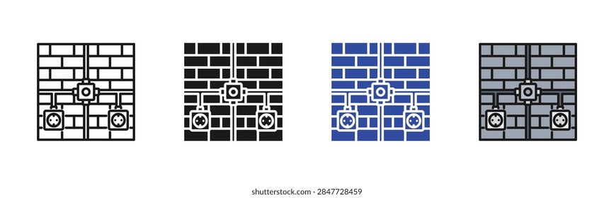 Conduit Installation icon set multiple style collection