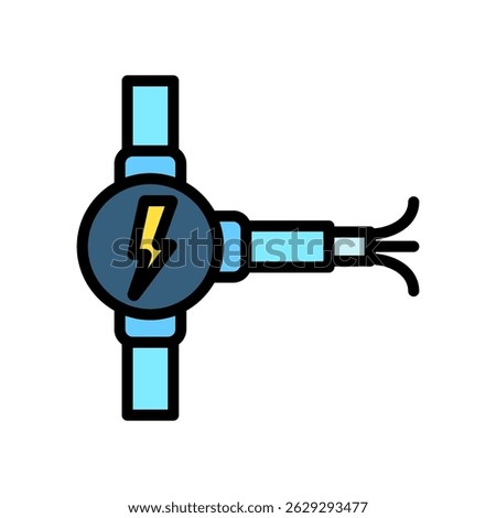 Conduit Pipe mini illustration outline color icon, use for civil engineering, industry, construction UI, UX kit, app and web development, digital or print.