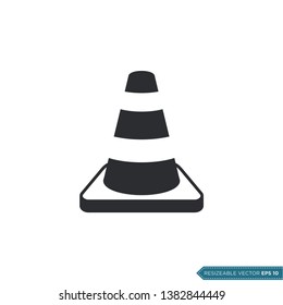 Cone Barrier Construction Icon Vector Template