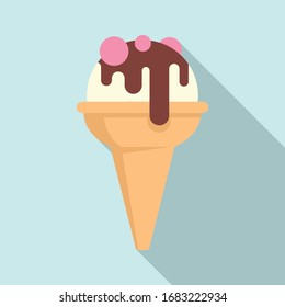 Cone beach ice cream icon. Flat illustration of cone beach ice cream vector icon for web design