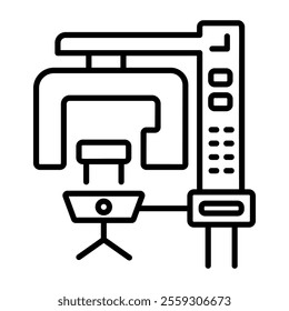 Cone beam machine icon in linear style 