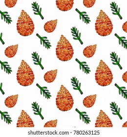 A cone and branch of a Christmas tree background illustration
