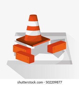 Cone and brick of under construction design