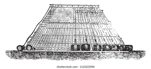 Cone of Cessart, vintage engraved illustration. Magasin Pittoresque 1841.
