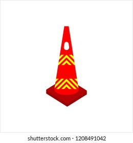 Cone Construction Barrier Icon, Traffic Cone Vector Art Illustration