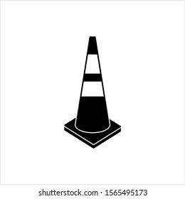 Cone Construction Barrier Icon, Traffic Cone Vector Art Illustration