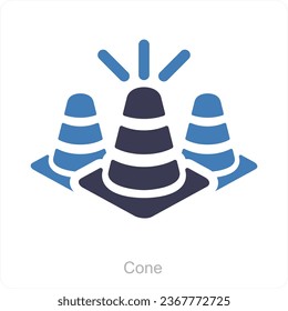 Concepto de icono de cono y construcción