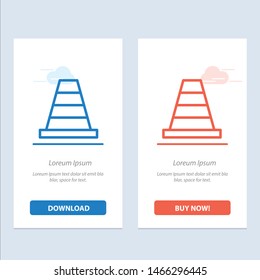 Cone, Construction, Tool  Blue and Red Download and Buy Now web Widget Card Template. Vector Icon Template background