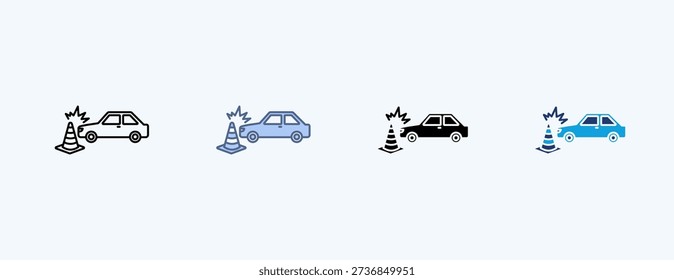 Cone Crash Multiple Icon Illustration Vector