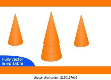Cone dieline cone making without glue vector design 3D box svg