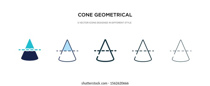 cone geometrical icon in different style vector illustration. two colored and black cone geometrical vector icons designed in filled, outline, line and stroke style can be used for web, mobile, ui