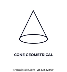 cone geometrical outline icon. Linear vector from education concept. Thin line cone geometrical icon isolated on white background