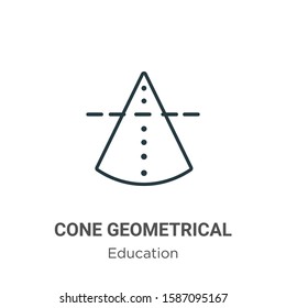 Cone geometrical outline vector icon. Thin line black cone geometrical icon, flat vector simple element illustration from editable education concept isolated on white background