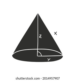 Cone Geometry Icon Silhouette Illustration. Mathematics Vector Graphic Pictogram Symbol Clip Art. Doodle Sketch Black Sign.