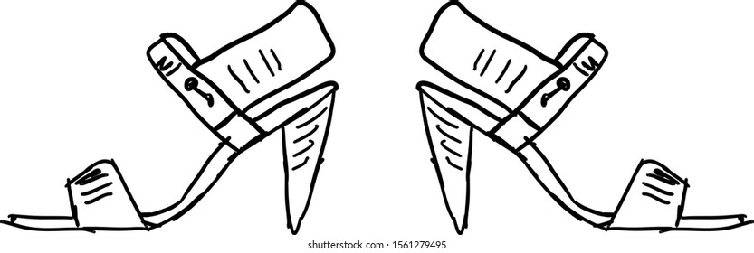 Cone heel sketch, illustration, vector on white background.