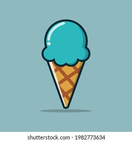 cone ice cream cartoon vector illustration, yummy summertime icecream 