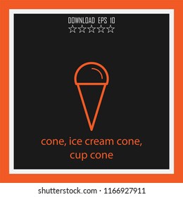 cone, ice cream cone, cup cone  vector icon
