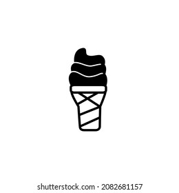 Cone ice cream, dessert ice sweet icon symbol in solid black flat shape glyph icon, isolated on white background