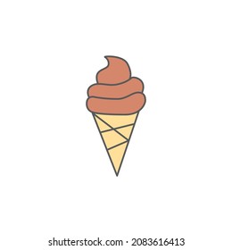 Cone ice cream, dessert ice sweet icon symbol in color icon, isolated on white background