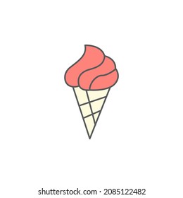 Cone ice cream, dessert ice sweet icon symbol in color icon, isolated on white background