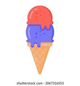 A cone ice cream flat icon, a yummy dessert