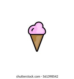 Cone ice cream flat line icon