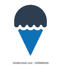 Cone ice cream flat vector icon