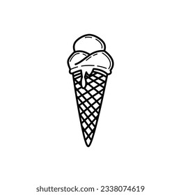 Cone ice cream icon design isolated on white background