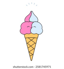 A cone of ice cream, ideal for desserts, sweet treats, and summer designs.