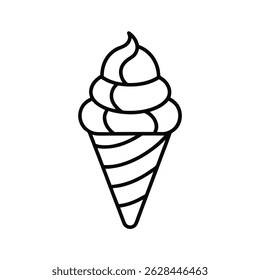 Cone Ice Cream Line Art Vector Illustration on white background