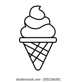 Cone ice cream Outline bold Vector Icon which can be easily modified or Edited 